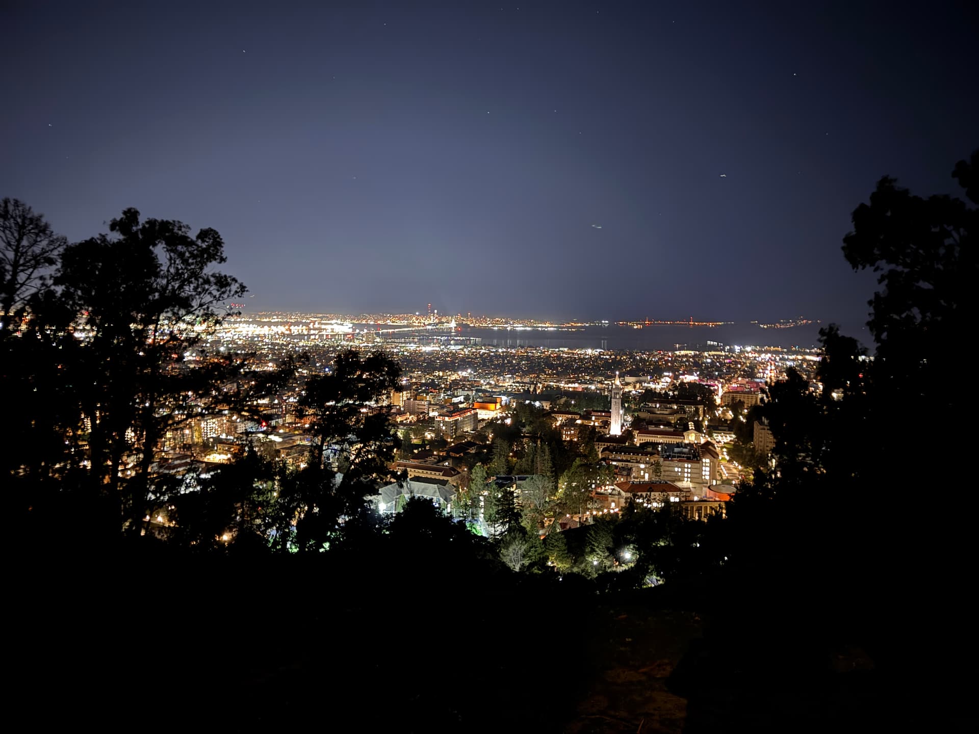 Berkeley and Bay at night